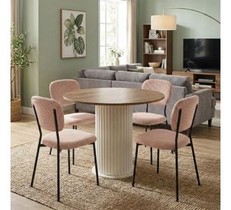 Σετ τραπεζαρία 5τμχ Bohema - Kevin Megapap χρώμα ivory/sepet oak - μόκα Ø90x77,7εκ. |  Σετ τραπεζαρίες στο espiti