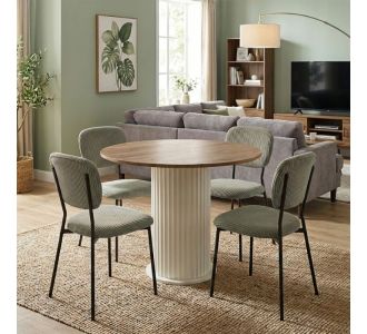 Σετ τραπεζαρία 5τμχ Bohema - Kevin Megapap χρώμα ivory/sepet oak - λαδί Ø90x77,7εκ. |  Σετ τραπεζαρίες στο espiti