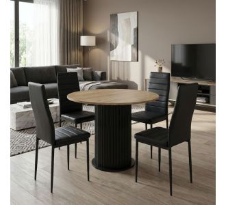 Σετ τραπεζαρία 5τμχ Bohema - Rosa Megapap χρώμα μαύρο/sepet oak - μαύρο Ø90x77,7εκ. |  Σετ τραπεζαρίες στο espiti