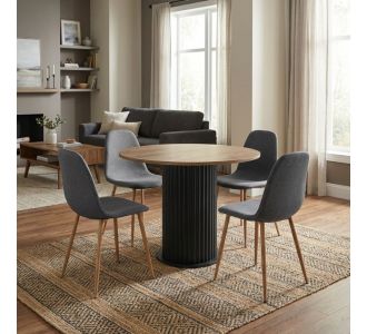 Σετ τραπεζαρία 5τμχ Bohema - Iris Megapap χρώμα μαύρο/sepet oak - γκρι/φυσικό πόδι Ø90x77,7εκ. |  Σετ τραπεζαρίες στο espiti