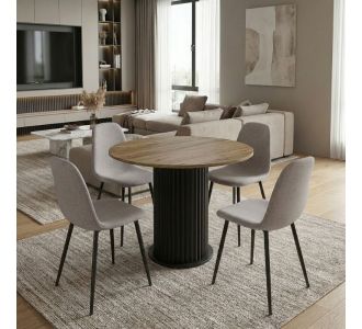 Σετ τραπεζαρία 5τμχ Bohema - Iris Megapap χρώμα μαύρο/sepet oak - ανοιχτό μπεζ Ø90x77,7εκ. |  Σετ τραπεζαρίες στο espiti