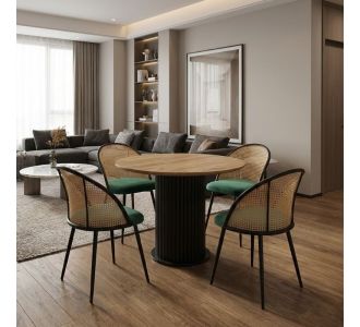 Σετ τραπεζαρία 5τμχ Bohema - Jacob Megapap χρώμα μαύρο/sepet oak - κυπαρισσί Ø90x77,7εκ. |  Σετ τραπεζαρίες στο espiti