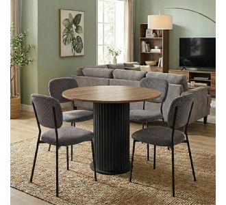 Σετ τραπεζαρία 5τμχ Bohema - Kevin Megapap χρώμα μαύρο/sepet oak - γκρι Ø90x77,7εκ. |  Σετ τραπεζαρίες στο espiti