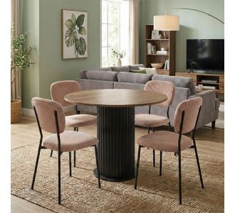 Σετ τραπεζαρία 5τμχ Bohema - Kevin Megapap χρώμα μαύρο/sepet oak - μόκα Ø90x77,7εκ. |  Σετ τραπεζαρίες στο espiti