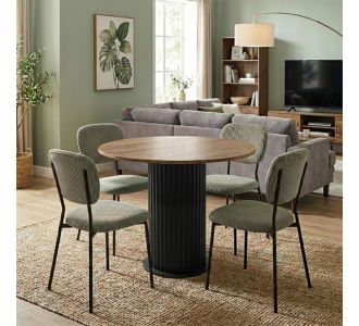 Σετ τραπεζαρία 5τμχ Bohema - Kevin Megapap χρώμα μαύρο/sepet oak - λαδί Ø90x77,7εκ. |  Σετ τραπεζαρίες στο espiti