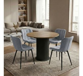 Σετ τραπεζαρία 5τμχ Bohema - Chiara Megapap χρώμα μαύρο/sepet oak - γκρι Ø90x77,7εκ. |  Σετ τραπεζαρίες στο espiti