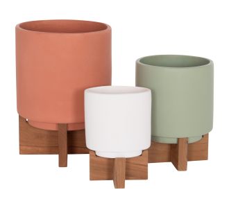 ΣΕΤ 3 ΓΛΑΣΤΡΕΣ ΜΕ TEAK ΒΑΣΕΙΣ TANTI HM4685 FIBER CEMENT ΣΕ 3 ΧΡΩΜΑΤΑ |  Λουλούδια στο espiti