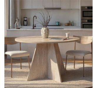 Τραπέζι Virela Megapap χρώμα travertine Ø120x75εκ. |  Τραπέζια στο espiti