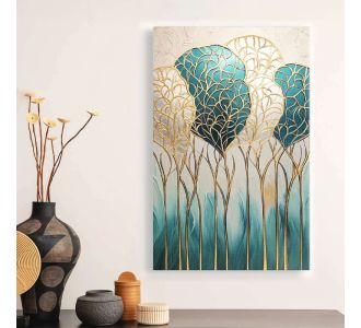 Πίνακας σε καμβά "Golden Leaves" Megapap ψηφιακής εκτύπωσης 70x100x3εκ. |  Πίνακες στο espiti