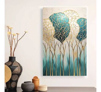 Πίνακας σε καμβά "Golden Leaves" Megapap ψηφιακής εκτύπωσης 70x100x3εκ. |  Πίνακες στο espiti