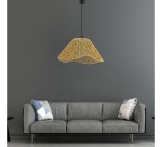 Φωτιστικό οροφής Sukne Megapap E27 γιούτα μονόφωτο χρώμα camel Ø35x60εκ. |  Οροφής στο espiti