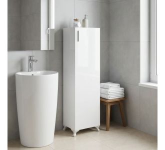 Ντουλάπι κουζίνας - μπάνιου Mine Megapap χρώμα λευκό 30x32x128εκ. |  Ντουλάπια στο espiti