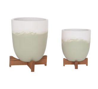 ΓΛΑΣΤΡΕΣ ΣΕΤ 2ΤΜΧ SEON HM4686.09 TERRACOTTA ΣΕ ΛΕΥΚΟ & ΠΡΑΣΙΝΟ--TEAK ΒΑΣΗ |  Λουλούδια στο espiti