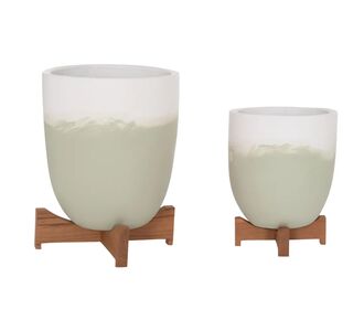 ΓΛΑΣΤΡΕΣ ΣΕΤ 2ΤΜΧ SEON HM4686.09 TERRACOTTA ΣΕ ΛΕΥΚΟ & ΠΡΑΣΙΝΟ--TEAK ΒΑΣΗ |  Φυτά συνθετικά - Λουλούδια στο espiti