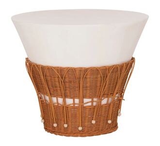 ΤΡΑΠΕΖΙ ΣΑΛΟΝΙΟΥ PERRAL HM18164.02L FIBER CEMENT ΛΕΥΚΟ-ΦΥΣΙΚΟ RATTAN--Φ55x45Υεκ |  Τραπέζια στο espiti