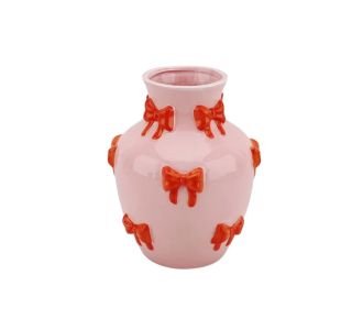 Beauty Home Βάζο με Κορδέλες – Ροζ/Πορτοκαλί 14x14x19cm       |  Βάζα στο espiti