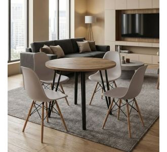 Σετ τραπεζαρία 5τμχ Xana - Nova Megapap χρώμα sepet oak - cappuccino Ø90x77,7εκ. |  Σετ τραπεζαρίες στο espiti