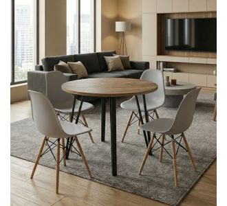 Σετ τραπεζαρία 5τμχ Xana - Nova Megapap χρώμα sepet oak - γκρι Ø90x77,7εκ. |  Σετ τραπεζαρίες στο espiti