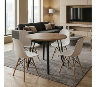 Σετ τραπεζαρία 5τμχ Xana - Nova Megapap χρώμα sepet oak - λευκό Ø90x77,7εκ. |  Σετ τραπεζαρίες στο espiti