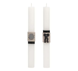 Beauty Home ΛΑΜΠΑΔΑ ΛΕΥΚΗ 25cm ΣΕΤ 2τμχ. ΑΣΠΡΟΜΑΥΡΑ ΣΧΕΔΙΑ       |  Διακοσμητκά στο espiti