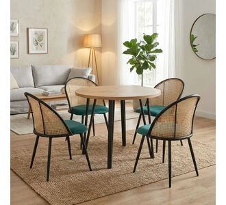 Σετ τραπεζαρία 5τμχ Xana - Jacob Megapap χρώμα sepet oak - κυπαρισσί Ø90x77,5εκ. |  Σετ τραπεζαρίες στο espiti