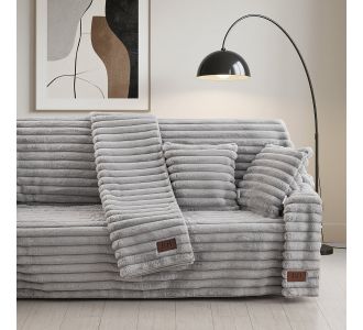 Beauty Home Γούνινο ριχτάρι Μονοθέσιο Stripe Art 8727 180x160 Γκρι       |  Ριχτάρια στο espiti
