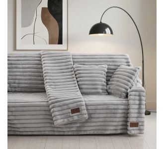 Beauty Home Γούνινο ριχτάρι Μονοθέσιο Stripe Art 8727 180x160 Γκρι       |  Ριχτάρια στο espiti