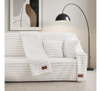 Beauty Home Γούνινο ριχτάρι Μονοθέσιο Stripe Art 8728 180x160 Λευκό       |  Ριχτάρια στο espiti