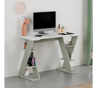Γραφείο εργασίας Papillon Megapap χρώμα ash green - λευκό 106x50x75εκ |  Γραφεία στο espiti