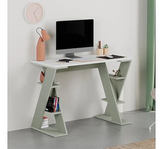 Γραφείο εργασίας Papillon Megapap χρώμα ash green - λευκό 106x50x75εκ |  Γραφεία στο espiti