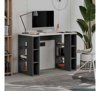 Γραφείο εργασίας Colmar Megapap χρώμα ανθρακί - λευκό 106x50x75εκ. |  Γραφεία στο espiti