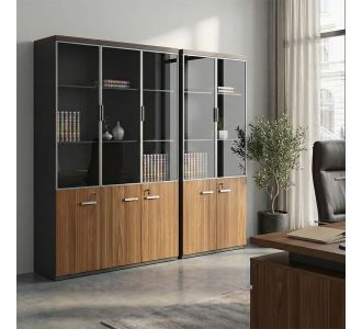 Ντουλάπες γραφείου επαγγελματικές Oscar pakoworld καρυδί-ανθρακί 200x40x200εκ |  Βοηθητικά έπιπλα γραφείου στο espiti