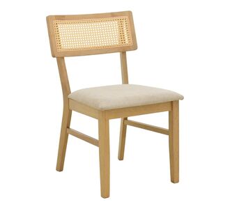 Καρέκλα Raffles pakoworld rubberwood με pe rattan και γκρι μπεζ ύφασμα 47x48x83.5εκ |  Καρέκλες στο espiti