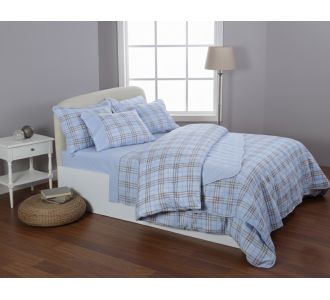 Υπέρδιπλο βαμβακερό κουβερλί (220cm x 240cm) καρρώ σιέλ 5206978077043 SilkFashion |  Κουβερλί Υπέρδιπλα στο espiti