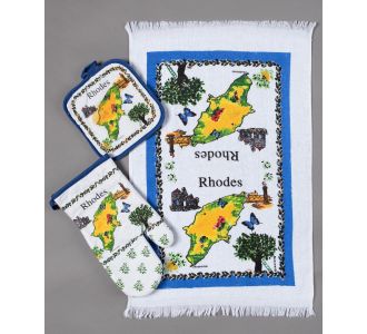 Σετ 3 τεμαχίων γάντι πιάστρα ποτηρόπανο RHODES 5206978220890 SilkFashion |  Ποδιές - Πιάστρες στο espiti