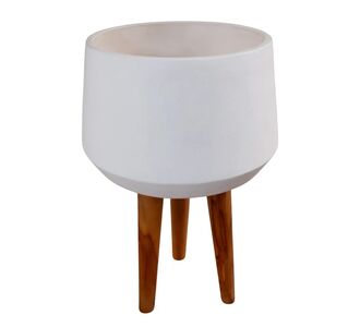 ΓΛΑΣΤΡΑ ΕΣΩΤ.ΧΩΡΟΥ QUAN HM4680.02L FIBER CEMENT ΛΕΥΚΟ--ΒΑΣΗ TEAK Φ40x85Υεκ |  Φυτά συνθετικά - Λουλούδια στο espiti