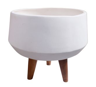 ΓΛΑΣΤΡΑ ΕΣΩΤ.ΧΩΡΟΥ QUAN HM4680.02S FIBER CEMENT ΛΕΥΚΟ--ΒΑΣΗ TEAK Φ40x50Υεκ |  Λουλούδια στο espiti