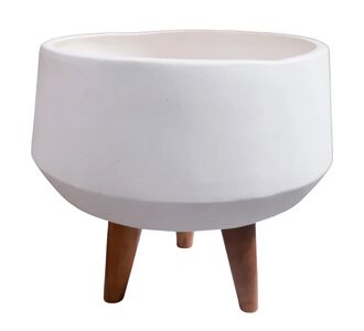 ΓΛΑΣΤΡΑ ΕΣΩΤ.ΧΩΡΟΥ QUAN HM4680.02S FIBER CEMENT ΛΕΥΚΟ--ΒΑΣΗ TEAK Φ40x50Υεκ |  Φυτά συνθετικά - Λουλούδια στο espiti