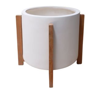ΓΛΑΣΤΡΑ ΕΣΩΤ.ΧΩΡΟΥ HOFF HM4682.02M FIBER CEMENT ΛΕΥΚΟ-TEAK ΒΑΣΗ Φ39x40Υεκ |  Λουλούδια στο espiti