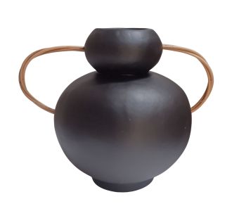 ΔΙΑΚΟΣΜΗΤΙΚΟ ΒΑΖΟ MIBO HM4688.01S ΤΕΡΑΚΟΤΑ ΜΑΥΡH--ΧΕΡΟΥΛΙΑ ΦΥΣΙΚΟ RATTAN 22.5x17x19Υεκ |  Επιπλα στο espiti