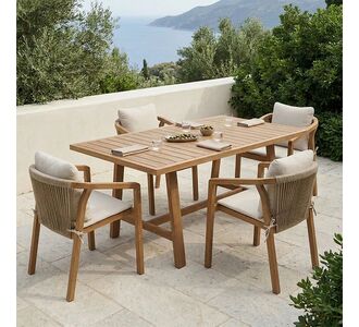 Τραπεζαρία Malibu pakoworld μασίφ ξύλο ακακίας 160x90x75εκ Σετ 5τεμ |  Σετ τραπεζαρία κήπου στο espiti
