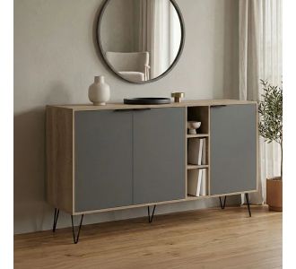 Μπουφές Balain pakoworld sonoma-ανθρακί 142x35.5x83εκ |  Μπουφέδες στο espiti
