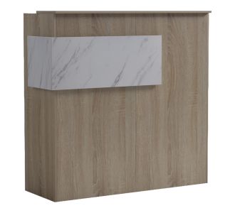Γραφείο reception Optima pakoworld με led sonoma-λευκή όψη μαρμάρου 110x40x110εκ |  Reception γραφείου στο espiti