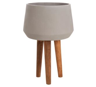 ΓΛΑΣΤΡΑ ΕΣΩΤ.ΧΩΡΟΥ QUAN HM4680.03L FIBER CEMENT ΓΚΡΙ--ΒΑΣΗ TEAK Φ38x62Υεκ |  Φυτά συνθετικά - Λουλούδια στο espiti