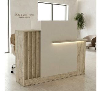 Γραφείο υποδοχής - reception Dayana Megapap με LED χρώμα travertine - sandstone 150x85,2x120εκ. |  Reception γραφείου στο espiti