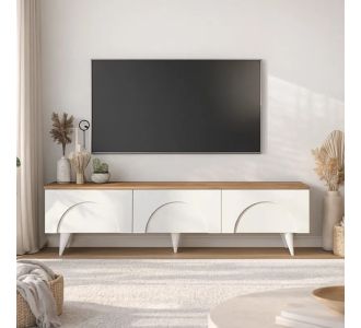 Έπιπλο τηλεόρασης Bono Megapap χρώμα λευκό - sepet oak 150x32,3x42,1εκ. |  Έπιπλα τηλεόρασης στο espiti