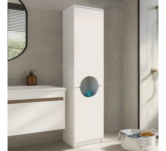 Ντουλάπι με καλάθι απλύτων Verga Megapap χρώμα λευκό 45x40x180εκ. |  Σετ Μπάνιου στο espiti