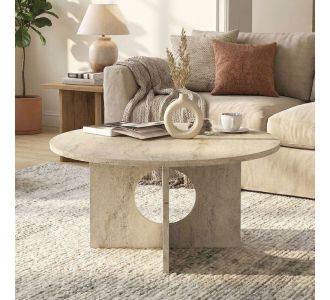 Τραπεζάκι σαλονιού Mara Megapap χρώμα travertine Ø75x36,8εκ. |  Τραπεζάκια σαλονιού στο espiti