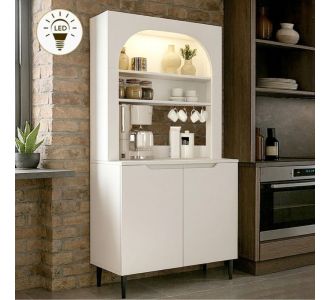Έπιπλο κουζίνας με LED Melinta 2 Megapap χρώμα λευκό 90x40x181,8εκ. |  Ντουλάπια στο espiti
