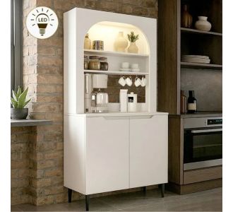 Έπιπλο κουζίνας με LED Melinta 2 Megapap χρώμα λευκό 90x40x181,8εκ. |  Ντουλάπια στο espiti